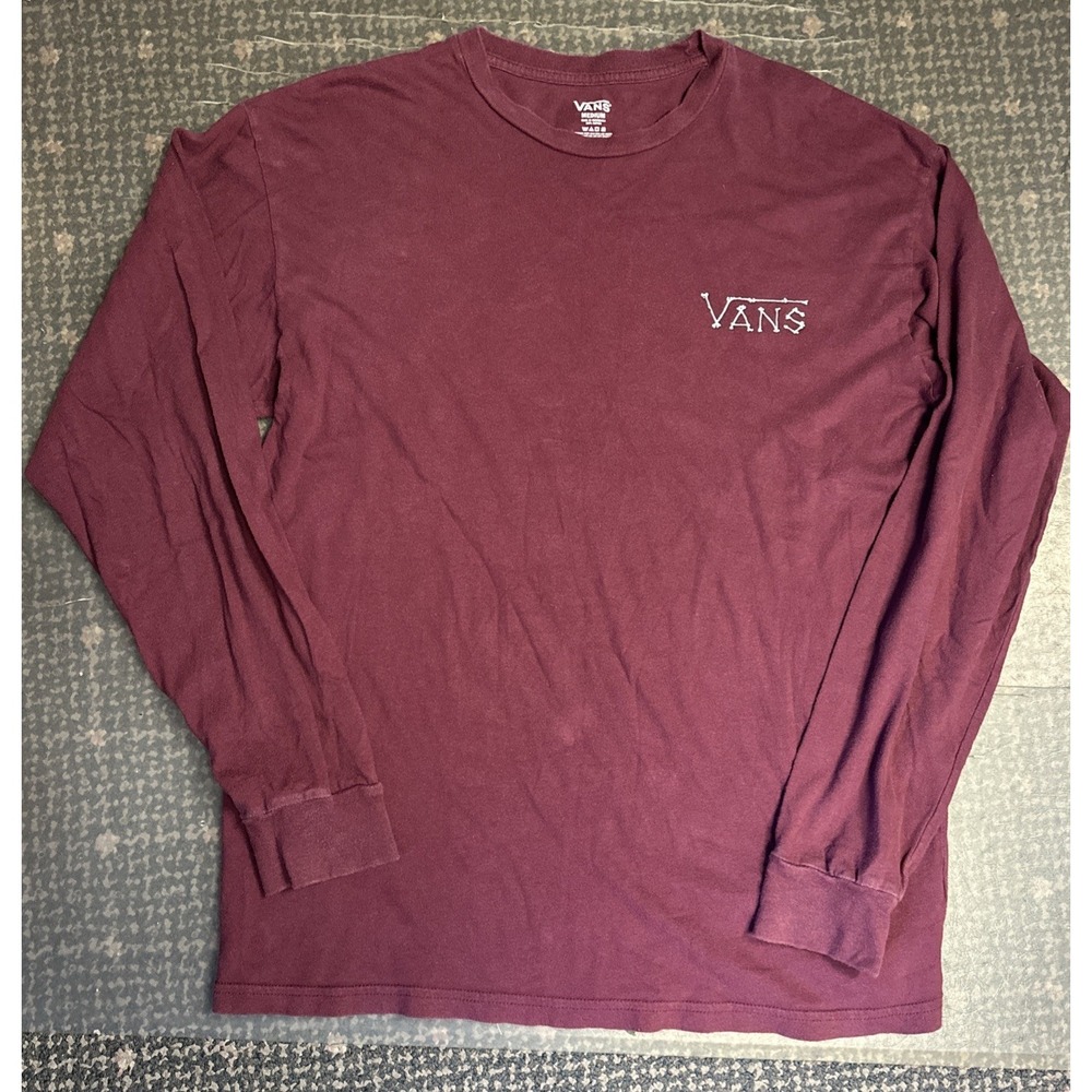Vans Long Sleeve Red Bones Logo T Shirt Men's Small Skate Top